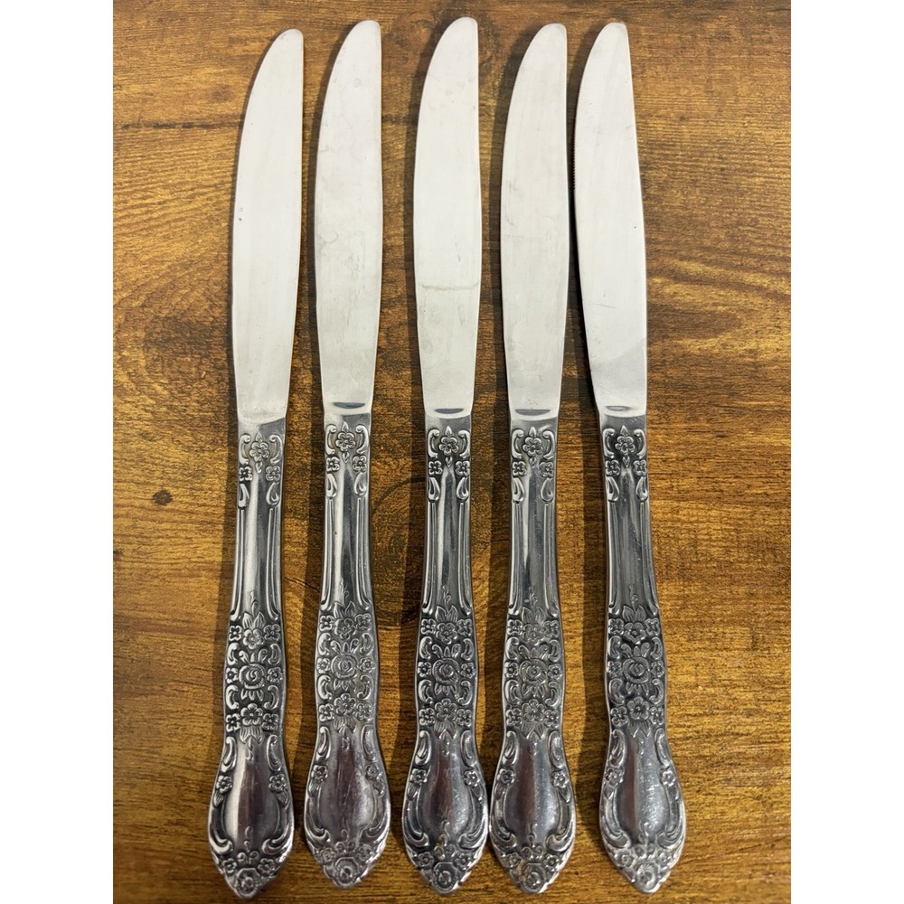 Northland Oneida Stainless Carolina Pattern Flatware Solid Knife 8 1/2" Lot Of 5